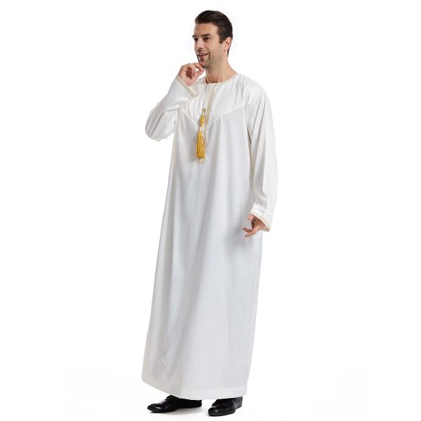 Ethnic Stitching Contrast Color Men's Robe - Image 3