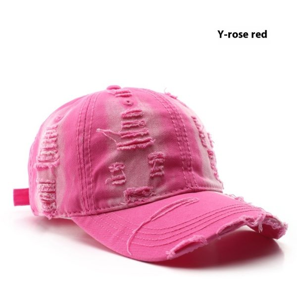 Retro Pure Color Washed Hole Light Board Baseball Cap - Image 10