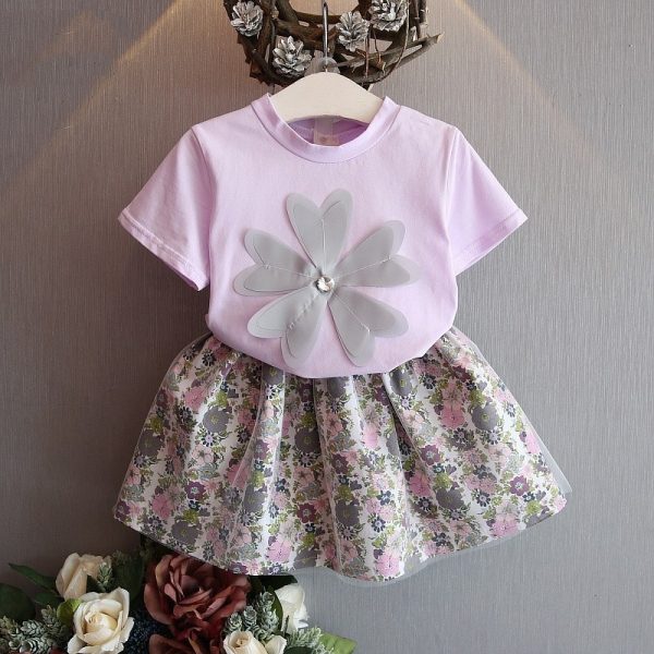 Kids Baby Girls Clothing Sets Summer TShirtsskirt Clothes - Image 9