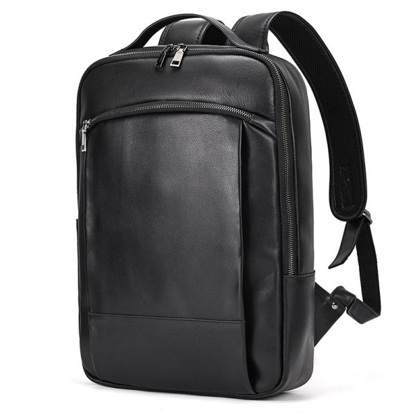 High-end Men's Leather Large-capacity Backpack 16-inch - Image 2