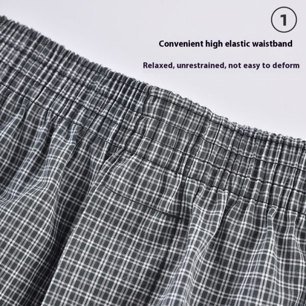 Men's Casual Loose Home Pants Plaid Shorts - Image 3