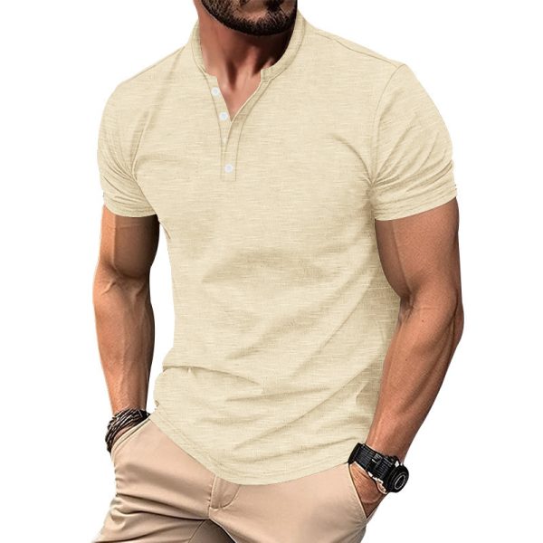 Retro Casual Cotton Solid Color Short Sleeve - Image 4