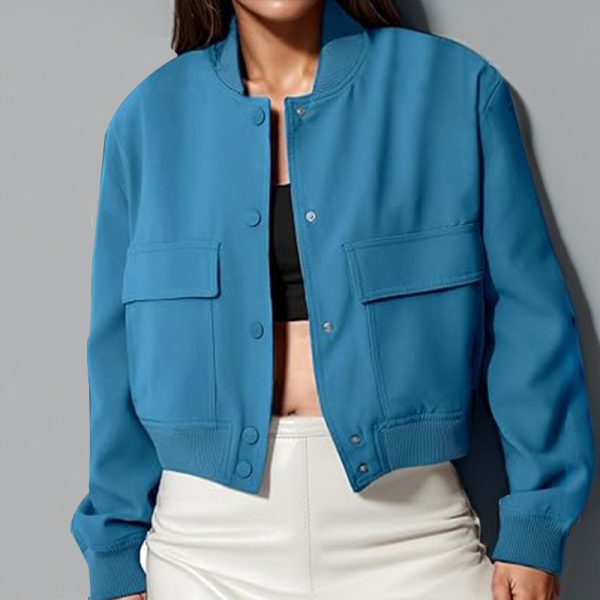 Stand Collar Large Pocket Women's Jacket Coat - Image 9