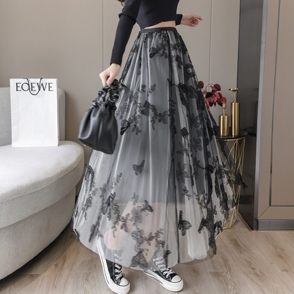 Embroidered Bow Lace Mesh Skirt Women's Mid-length - Image 10