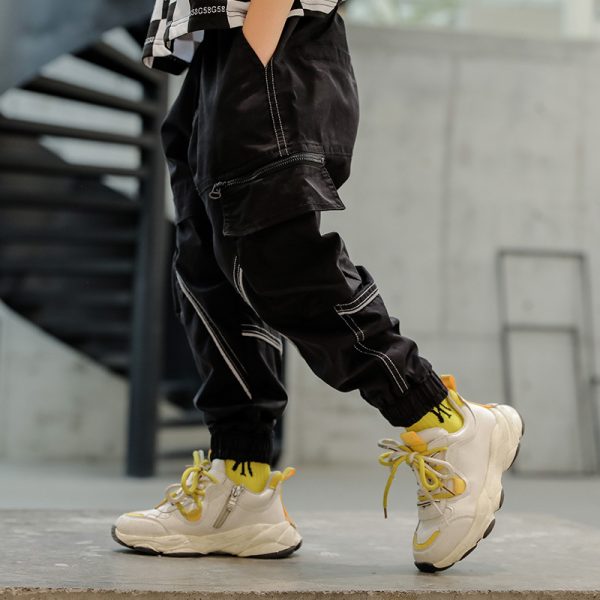 Drawstring Zipper Children's Casual Pants - Image 4