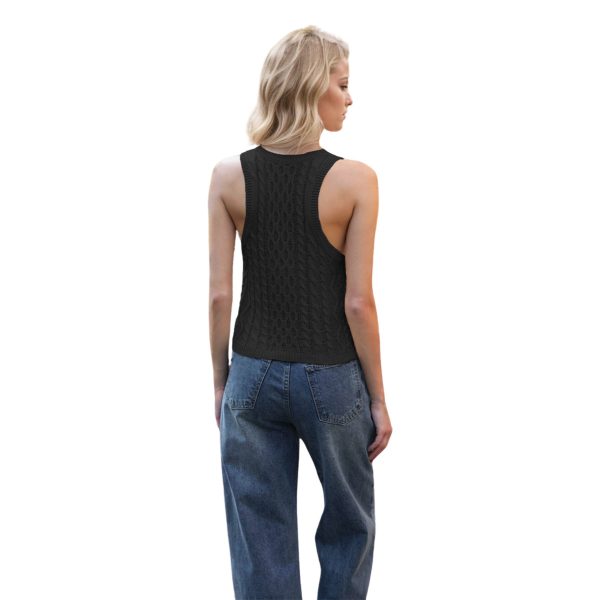 Women's V-neck Tank Vest Fashion Casual Knitted Solid Color Tops - Image 8