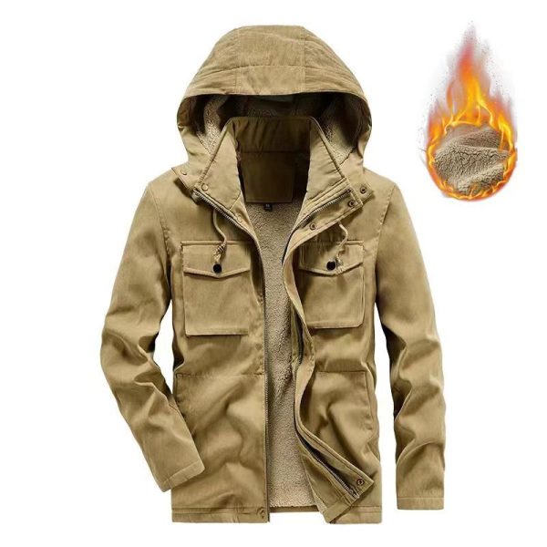 Plus Size Workwear Thermal Hooded Cotton Coat Jacket - Image 2