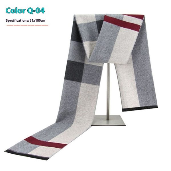 New Men's Winter Warm Cashmere-like Striped Business Scarf For Young People - Image 9