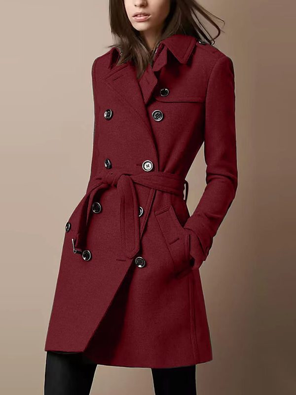 Double Breasted Casual Woolen Coat Women's Clothing - Image 8