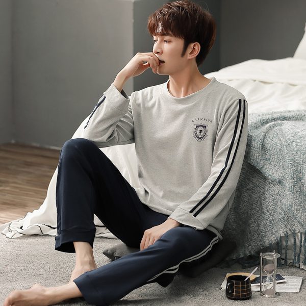 Pajamas Men's Cotton Long Sleeve - Image 6