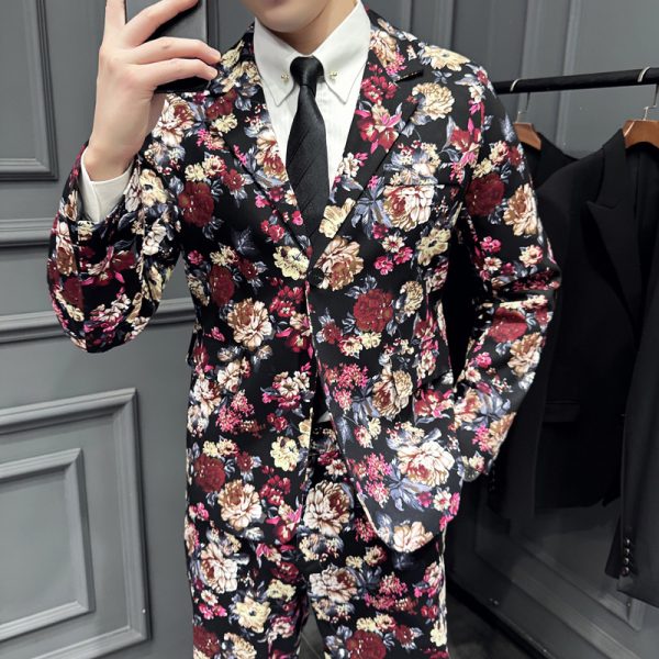 Elastic Active Print Trendy Flower Two-piece Suit - Image 6