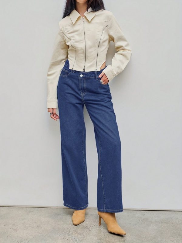 Autumn Leisure Straight Loose Diagonal Jeans - Image 3