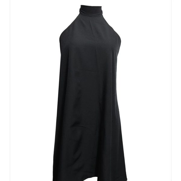 Women's Solid Color Neck Hanging Black Sexy Dress - Image 3
