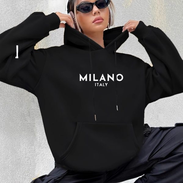 Casual Long Sleeved Printed Kangaroo Pocket Hoodie - Image 3