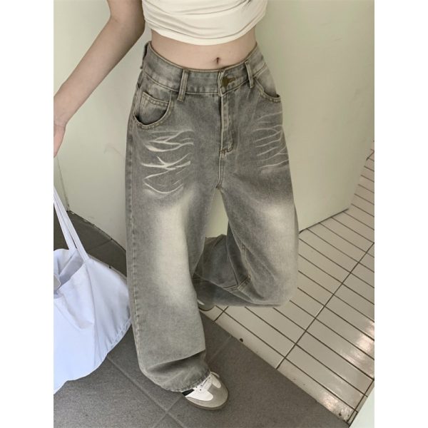Women's Idle Style Summer-style Retro Drooping Straight Wide-leg Jeans - Image 6