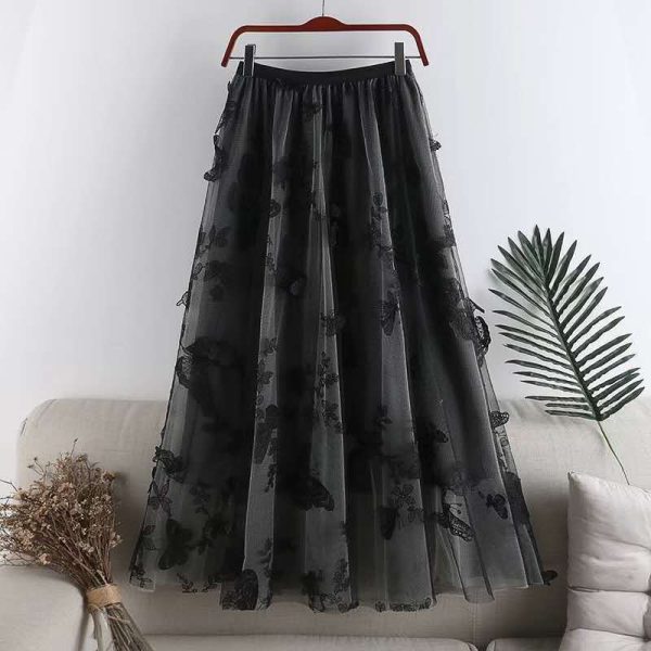 Embroidered Bow Lace Mesh Skirt Women's Mid-length - Image 8