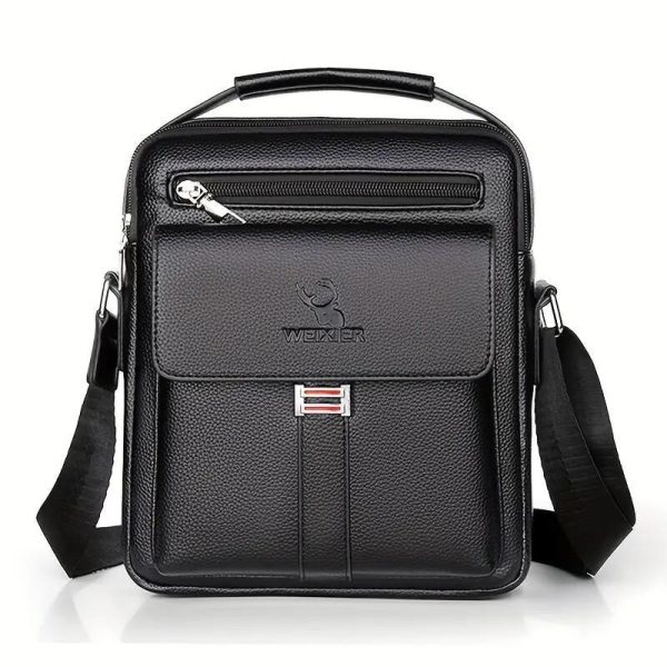 Leather Messenger Crossbody Shoulder Bag For Men Work Business Casual Adjustable Straps With  Metal Zipper - Image 2