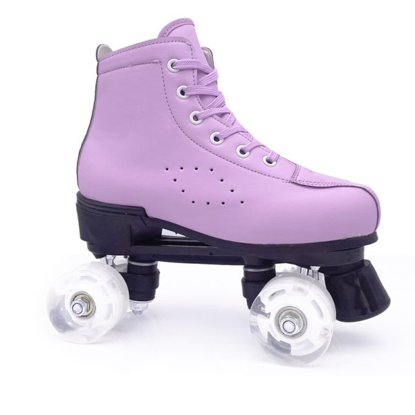 Double-row Leather Purple Roller Skates - Image 3
