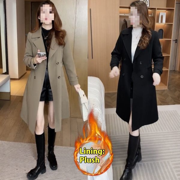 High-grade Fleece Thick Trench Coat Coat Western Style Slimming - Image 2