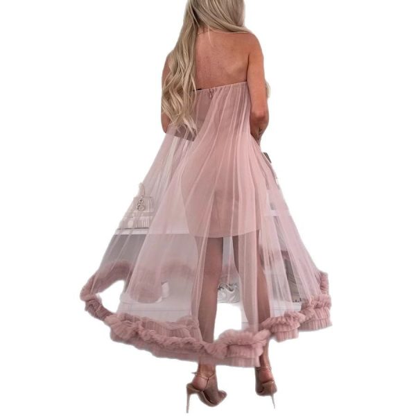 Wrapped Chest Mesh Large Swing Dress Loose - Image 5