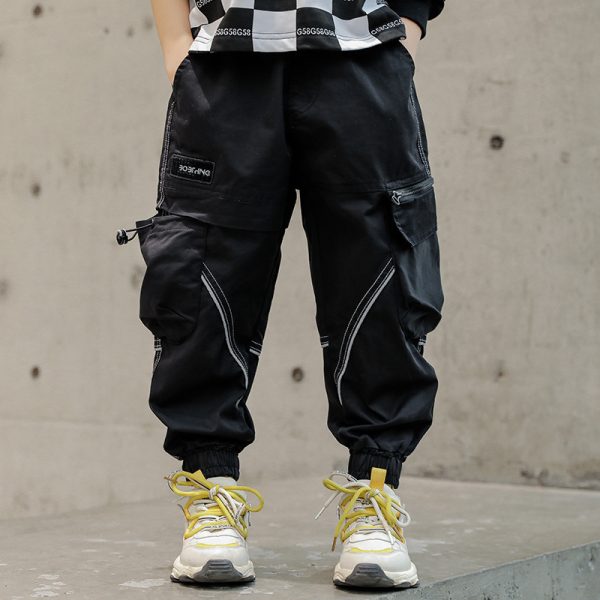 Drawstring Zipper Children's Casual Pants - Image 8