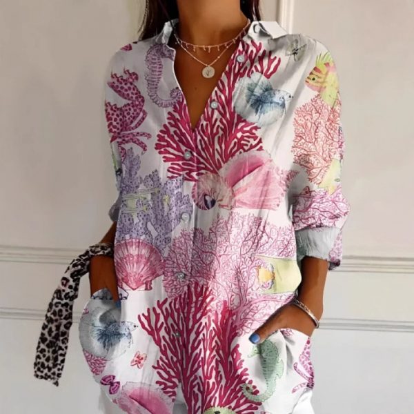 Floral Women's Button Shirt Casual And Comfortable - Image 3