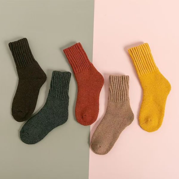 Wool Women's Medium Stockings Thickened Keep Warm Pure Color - Image 4
