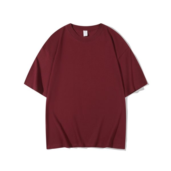 Cotton T-shirt Men's 220g Heavy Solid Color Round Neck Short Sleeves - Image 8