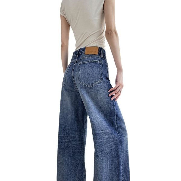 Light Blue Wide Leg Jeans Women's High Waist Loose Straight Mop - Image 5