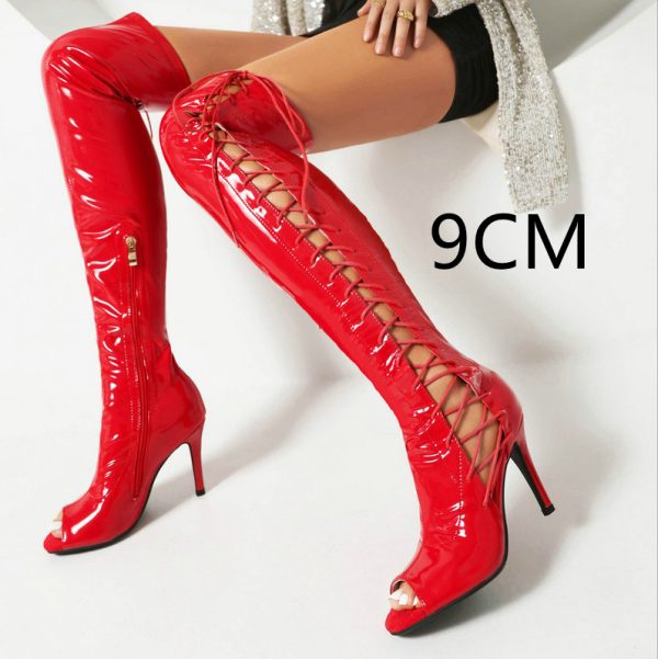 Stretch Thin Patent Leather Female Over-the-knee Boots - Image 8