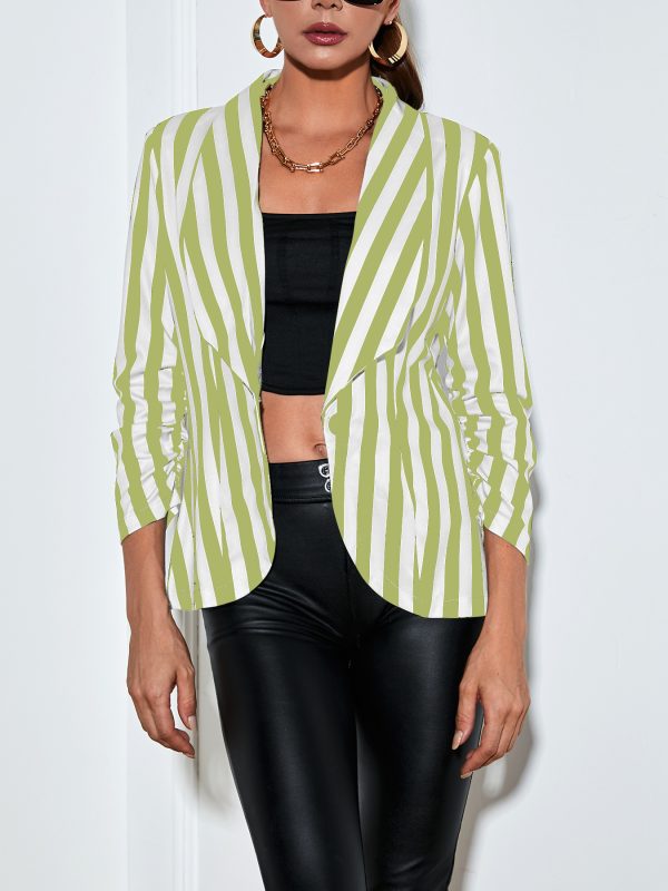 Cropped Pleated Sleeves Casual Small Suit Slim Fit Fashion - Image 8