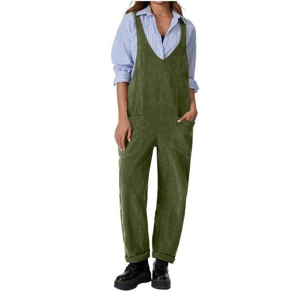 Casual Suspender Trousers Polar Fleece Tooling Style Jumpsuit - Image 4