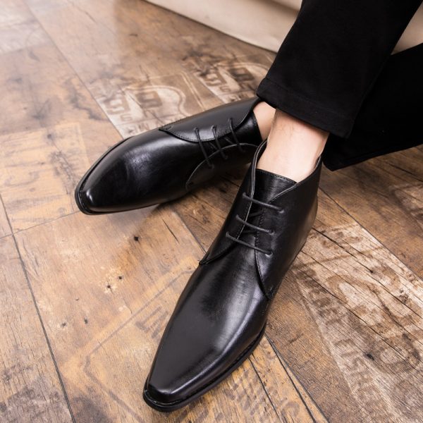 British Men High-top Leather Shoes Pointed Toe - Image 2