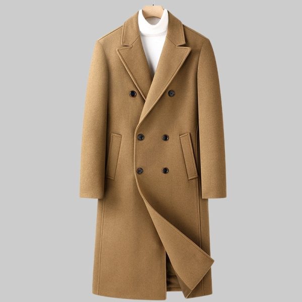 Double Breasted Long Woolen Coat - Image 4