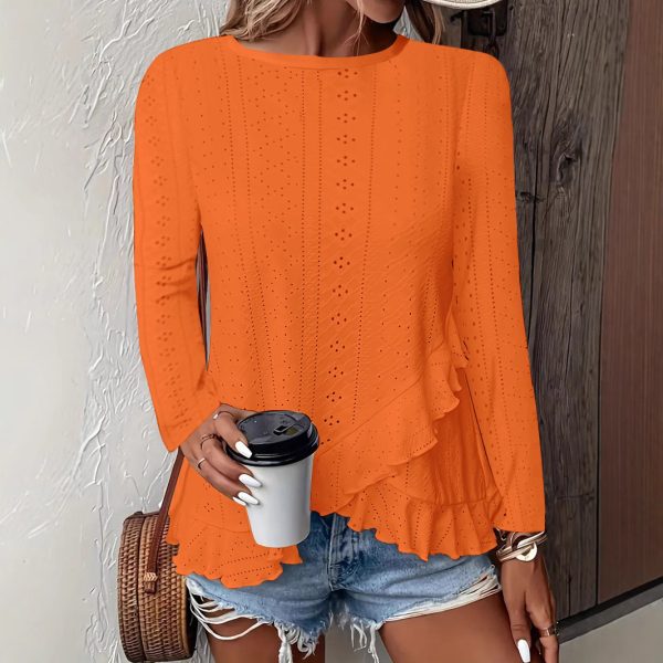 Casual Solid Color Long Sleeve Round Neck - Image 3