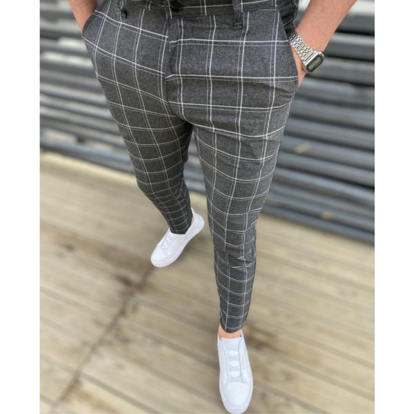 Men's Fashion Plaid Casual Feet Trousers - Image 3