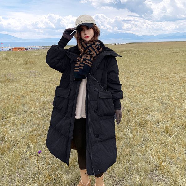 Below The Knee Korean Style Fashion Loose Cotton Coat - Image 6