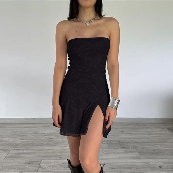 Women's Fashion Tube Top Stitching Lace Slim Dress - Image 7