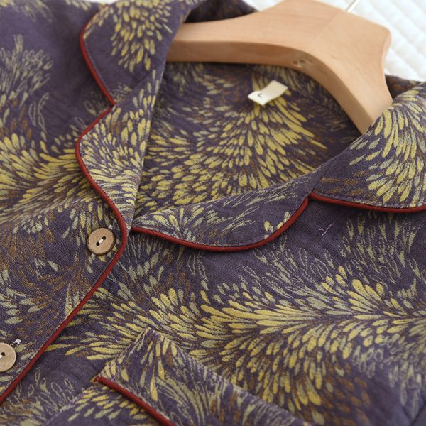 Winter Couple Yarn-dyed Cotton Pajamas Long Sleeve Can Be Outerwear Homewear Men's Suit - Image 7