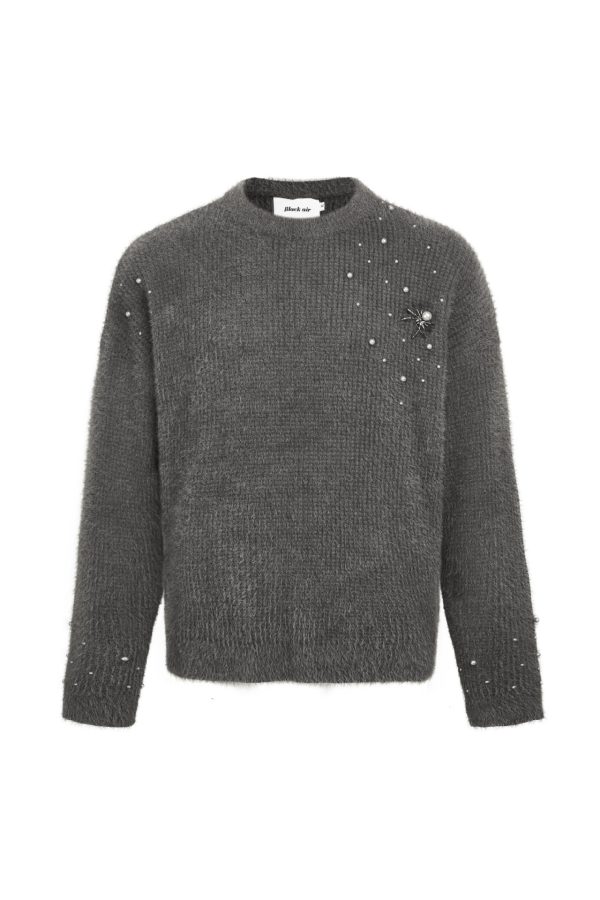 Spider Brooch Mink-like Pullover Sweater - Image 6