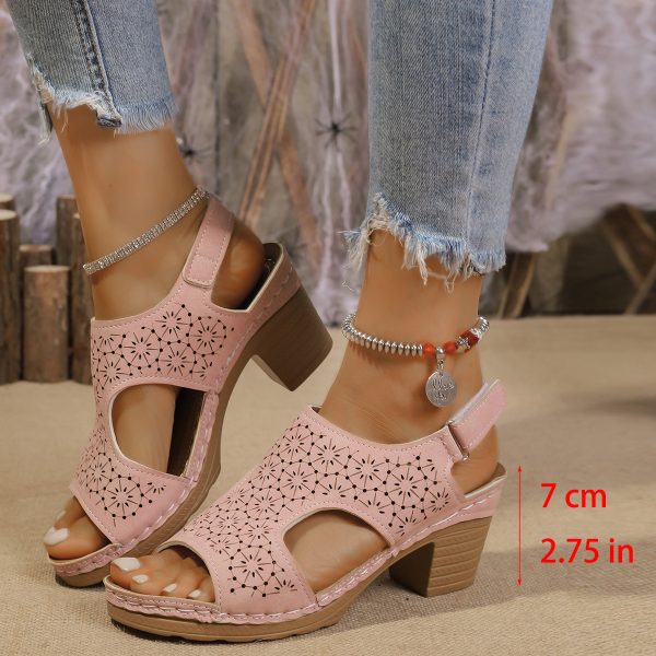 Women's High-heeled Sandals Plus Size Thick-soled Peep Toe Sandals - Image 7