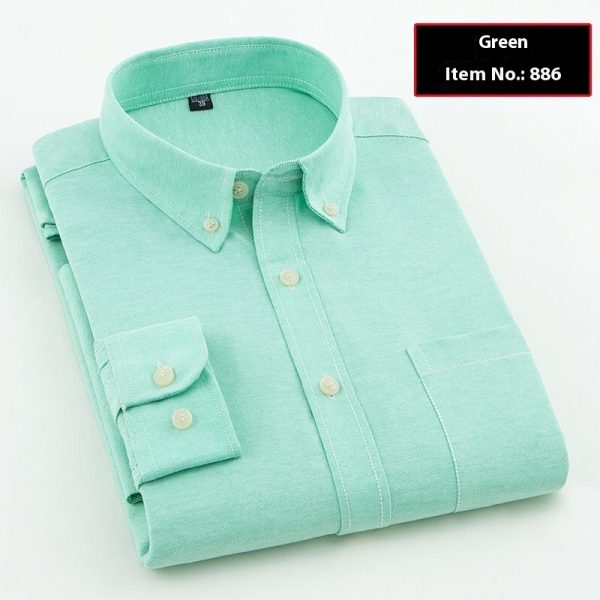 Men's Oxford Pure Color Slim Shirt For Young And Middle-aged People - Image 2