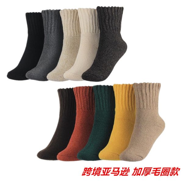 Wool Women's Medium Stockings Thickened Keep Warm Pure Color - Image 2