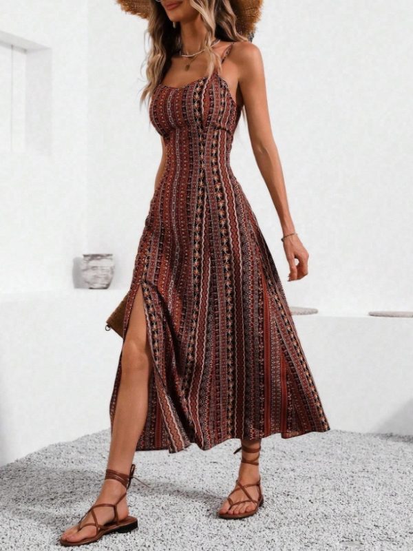 Holidaya Vintage Style Women's Printed Strap Dress - Image 2