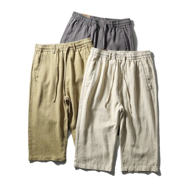 Casual Cool Breathable Cotton Linen Capri Pants - Image 3