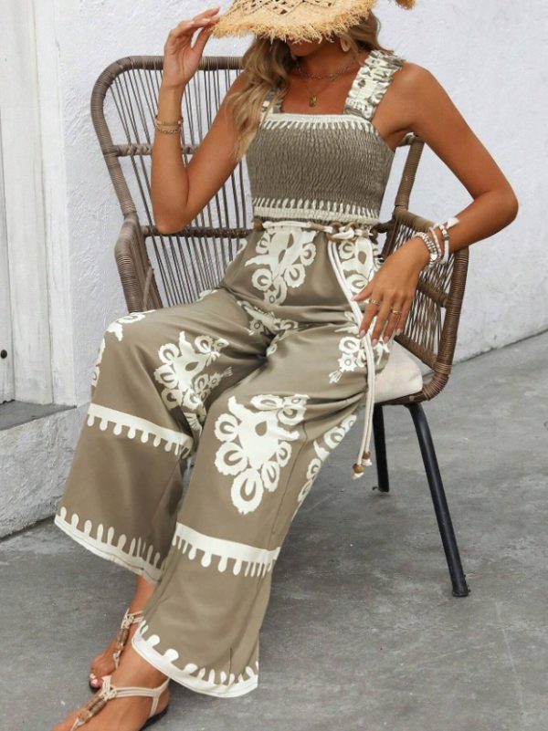 Women's Vacation Casual Sleeveless Printed Wide Leg Jumpsuit - Image 4