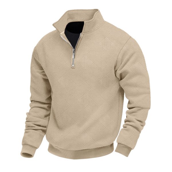 Lapel Zipper Men's Loose-fitting Casual Pullover - Image 9