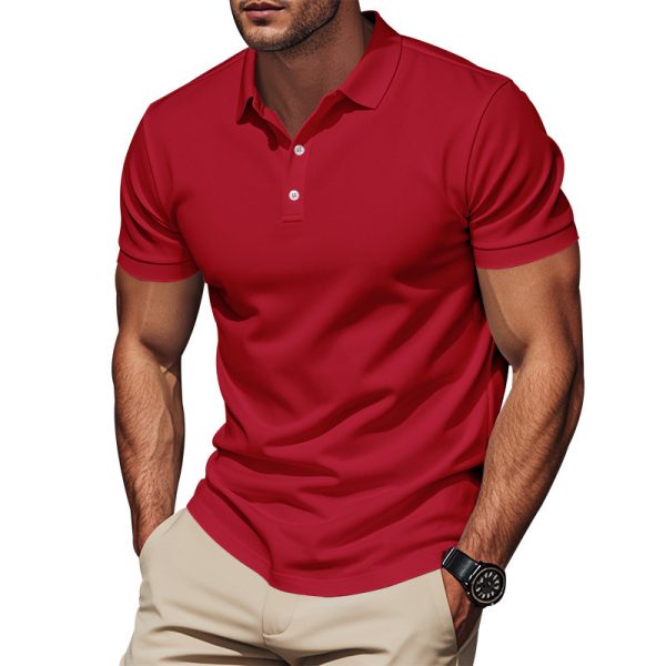 Men's Gentleman Loose Breathable Lapels Short Sleeve - Image 5