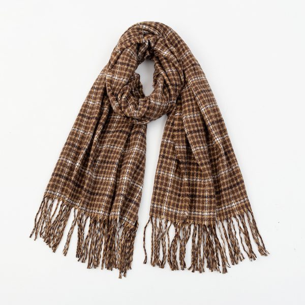 Men's And Women's Cashmere Plaid Tassel Scarf - Image 4