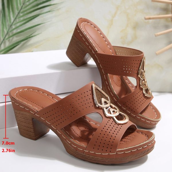 Wedge Platform Slippers Women's Shoes Chunky Heel Platform Fish Mouth I-shaped - Image 2